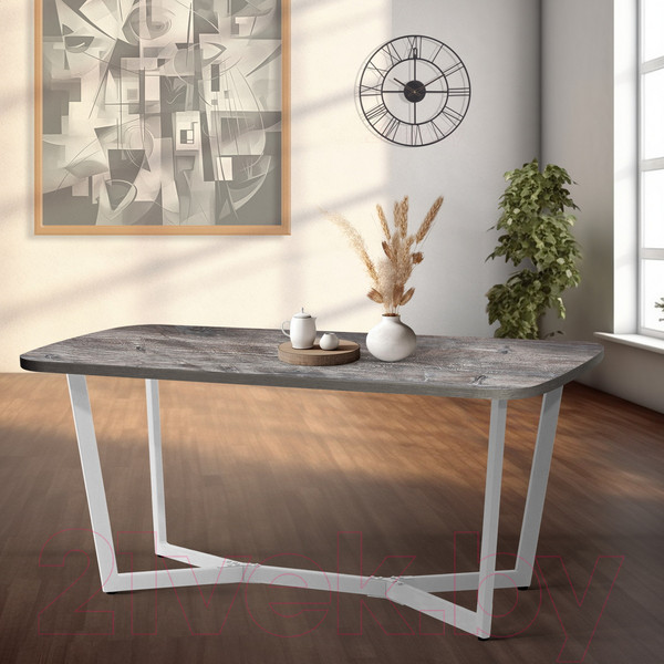 Изображение товара Обеденный стол Millwood Лофт Мюнхен Л 160x80x75 (сосна пасадена/металл белый)