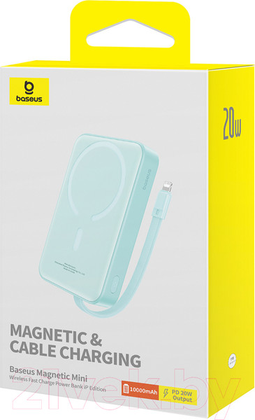 Изображение товара Портативное зарядное устройство Baseus Magnetic Mini 10000mAh / 663200555D (мятно-зеленый)