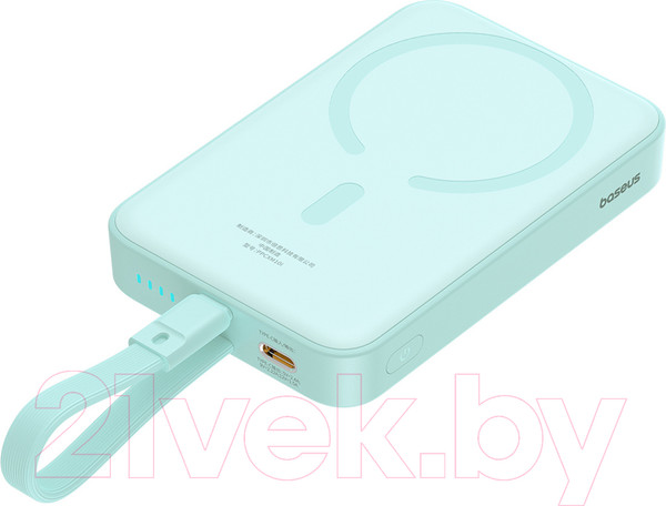 Изображение товара Портативное зарядное устройство Baseus Magnetic Mini 10000mAh / 663200555D (мятно-зеленый)