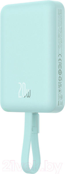 Изображение товара Портативное зарядное устройство Baseus Magnetic Mini 10000mAh / 663200555D (мятно-зеленый)