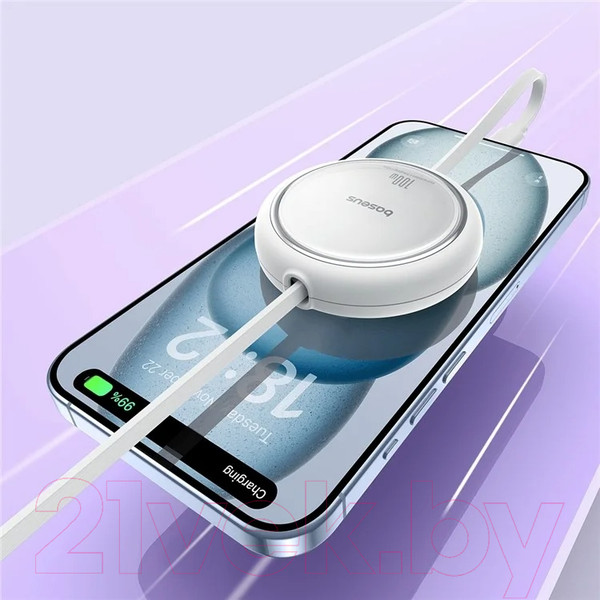 Изображение товара Кабель Baseus Free2Draw Mini Retractable Type-C to Type-C / 662802628B (1м, белый)