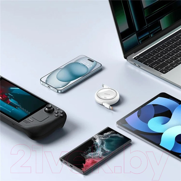 Изображение товара Кабель Baseus Free2Draw Mini Retractable Type-C to Type-C / 662802628B (1м, белый)