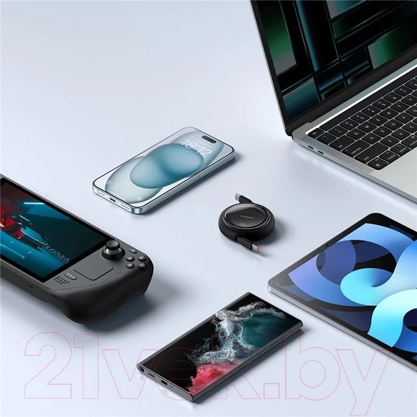 Изображение товара Кабель Baseus Free2Draw Mini Retractable Type-C to Type-C / 662802628A (1м, черный)
