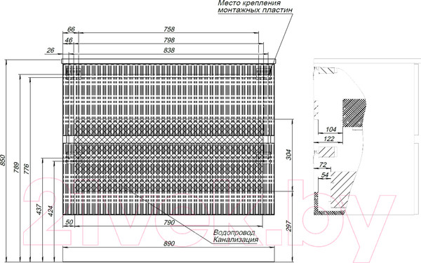 Изображение товара Тумба под умывальник Aquanet Джейн 90 / 313287 (белый матовый)