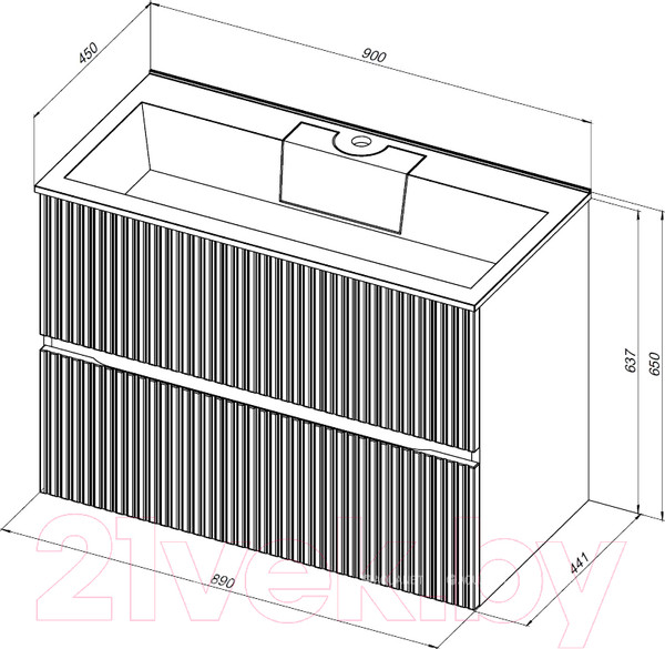 Изображение товара Тумба под умывальник Aquanet Джейн 90 / 313287 (белый матовый)