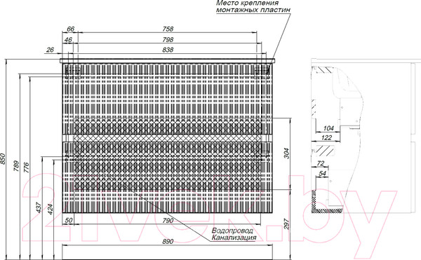 Изображение товара Тумба под умывальник Aquanet Джейн 90 / 313287 (белый матовый)
