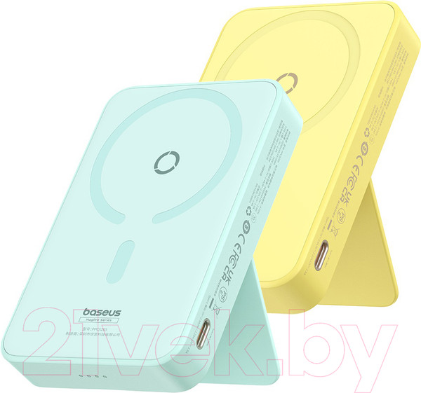 Изображение товара Портативное зарядное устройство Baseus MagPro Magnetic Bracket 5000mAh / 663200554D (мятно-зеленый)