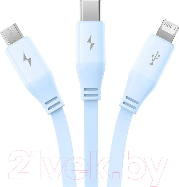 Изображение товара Кабель Baseus USB to Micro USB+Type-C+iP CB000063 / 662802585C (1.1м, синий)