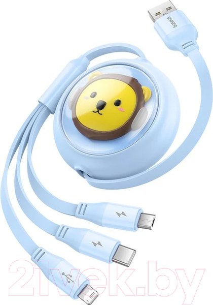 Изображение товара Кабель Baseus USB to Micro USB+Type-C+iP CB000063 / 662802585C (1.1м, синий)