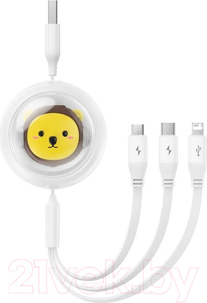 Изображение товара Кабель Baseus USB to Micro USB+Type-C+iP CB000063 / 662802585B (1.1м, белый)