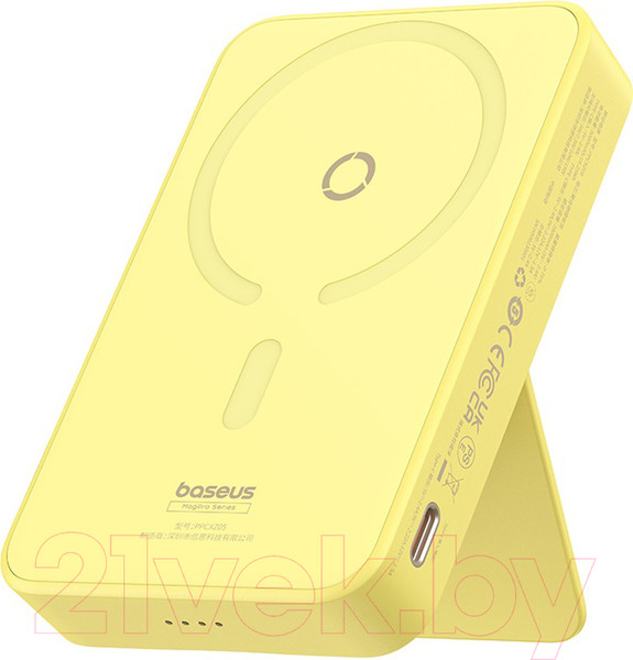 Изображение товара Портативное зарядное устройство Baseus MagPro Magnetic Bracket 5000mAh / 663200554A (желтый)