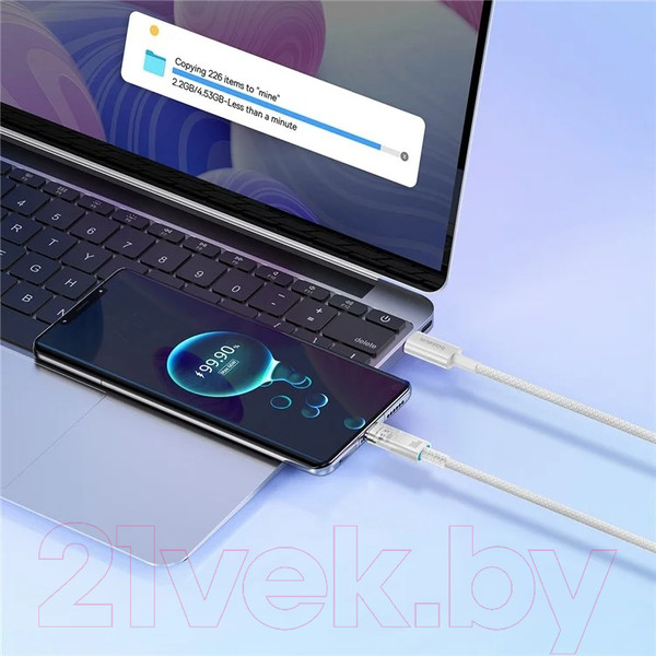 Изображение товара Кабель Baseus Explorer для iPhone 15 / 662802554D (1м, белый)