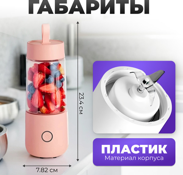 Изображение товара Блендер для смузи Sundays Home 644200016A (розовый)