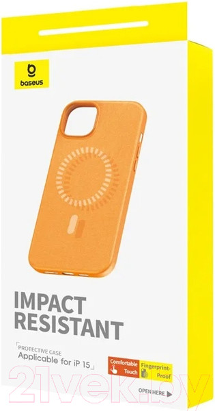 Изображение товара Чехол-накладка Baseus Fauxther для iPhone 15 / 660152094B (оранжевый)