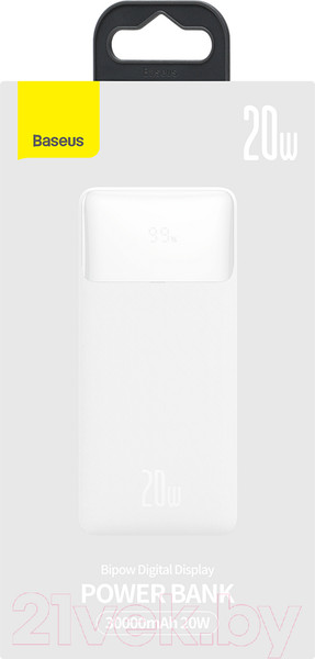 Изображение товара Портативное зарядное устройство Baseus Bipow 30000mAh 20W / 101720391B (белый)