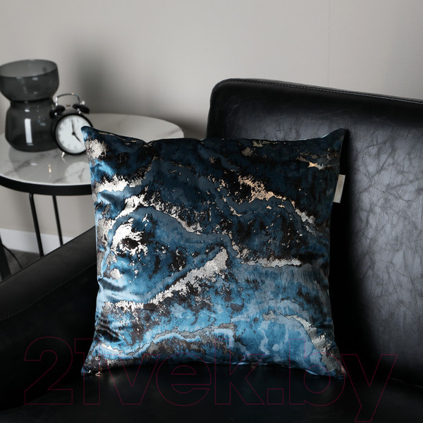 Изображение товара Наволочка декоративная Sofi de Marko Мрамор 45х45 / Нав-Мс-45х45 (синий)