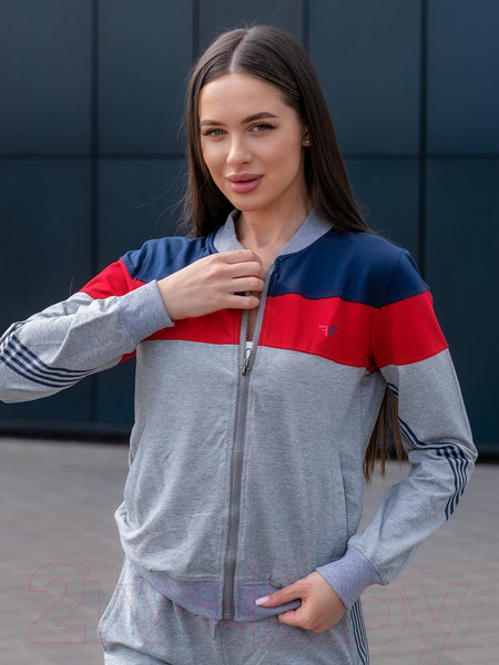 Изображение товара Спортивный костюм Isee FN-55721 (р.44, серый/красный)