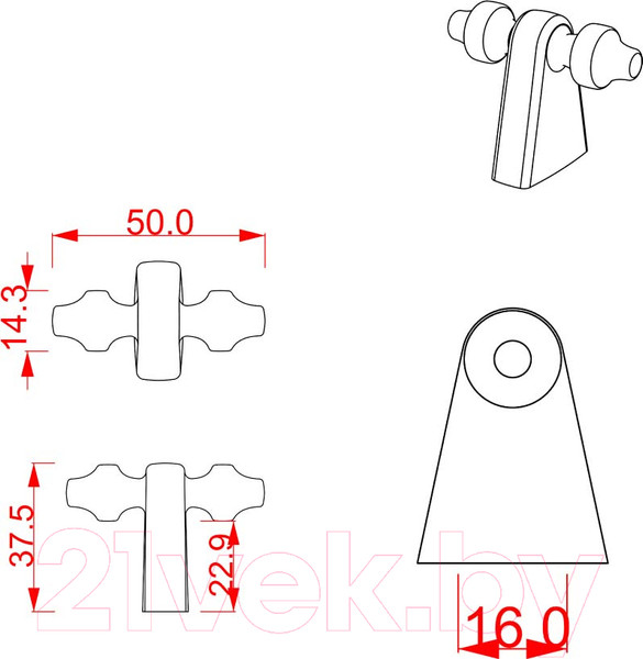 Изображение товара Ручка для мебели Cebi A4121 PC35 (16мм, матовое золото полимер)