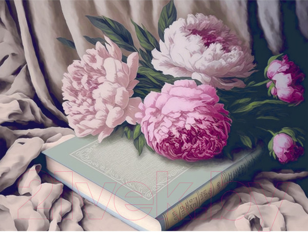 Изображение товара Картина по номерам Школа талантов Пионы с книгой / 9688706