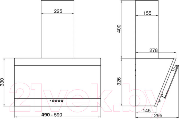 Изображение товара Вытяжка наклонная Elikor Титан 50П-430-К3Д (черный)