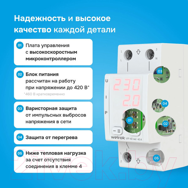 Изображение товара Реле напряжения Welrok VIP-40 (красный)