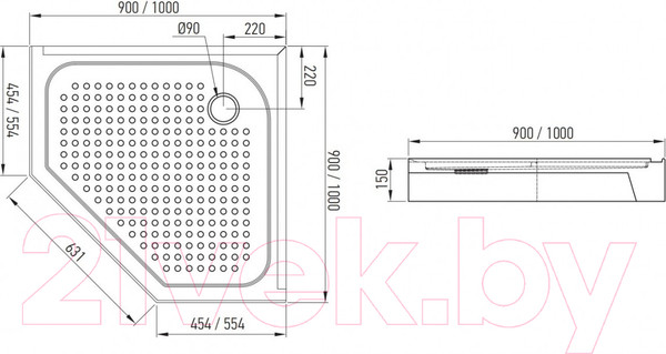 Изображение товара Душевой поддон IVA 100x100 / TAP100