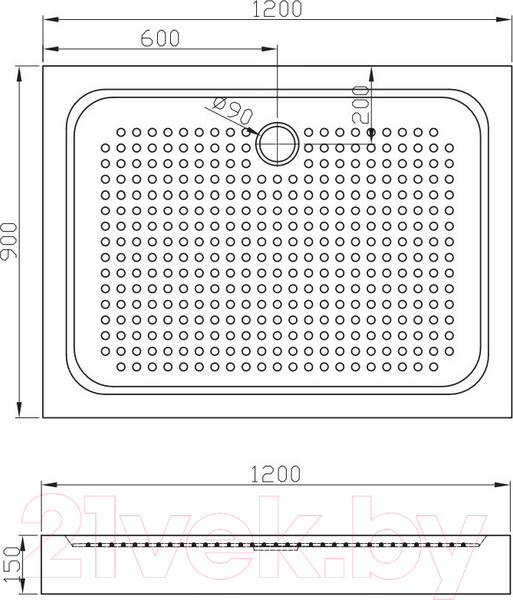 Изображение товара Душевой поддон IVA 120x90 / TAS129