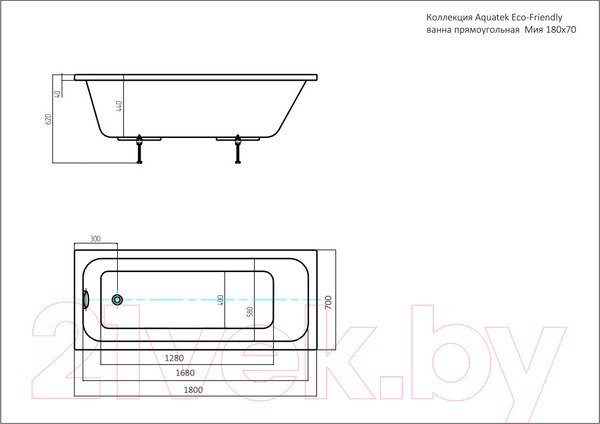Изображение товара Ванна акриловая Aquatek Мия 180x70