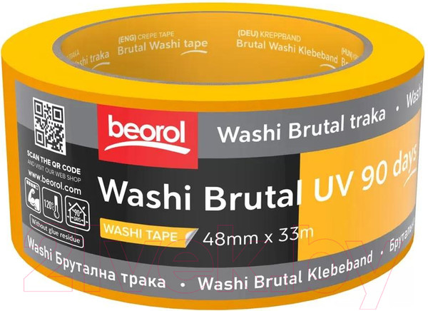 Изображение товара Лента малярная Beorol Brutal 90 дней UV Washi Paper 48мм/33м