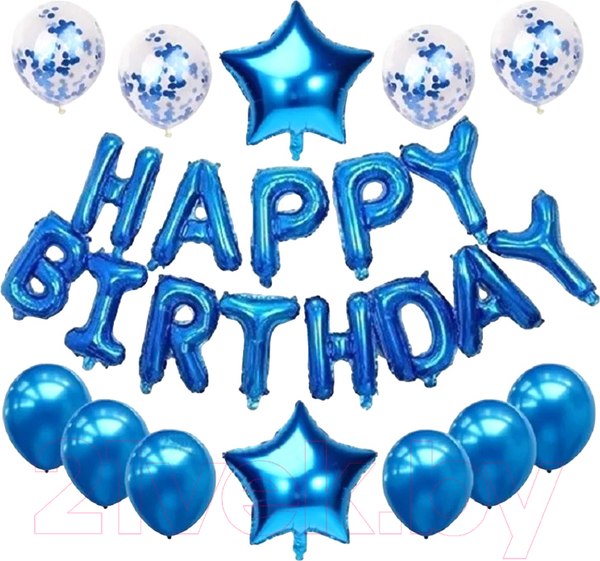 Изображение товара Набор воздушных шаров Sundays Party Happy Birthday / C0004285E (25шт, синий)