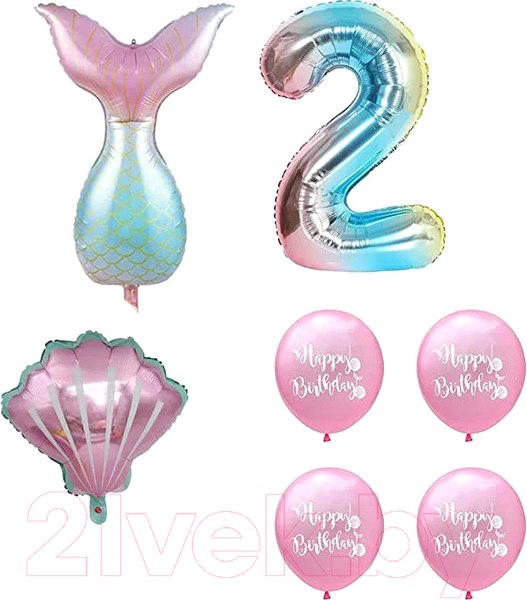 Изображение товара Набор воздушных шаров Sundays Party Цифра 2 / C0006044B (розовый/голубой)