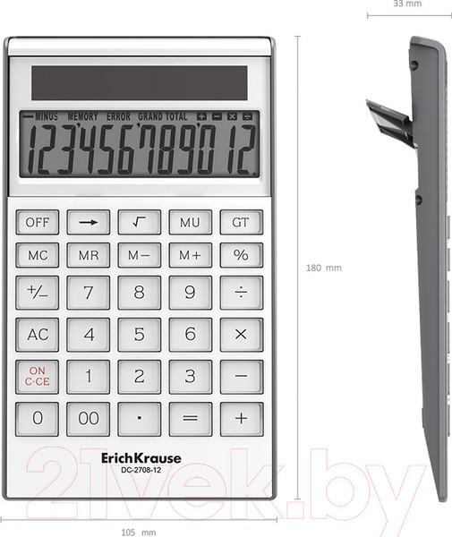 Изображение товара Калькулятор Erich Krause DC-2708-12 Classic / 62004 (белый)