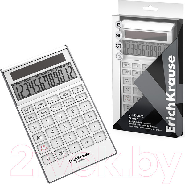 Изображение товара Калькулятор Erich Krause DC-2708-12 Classic / 62004 (белый)