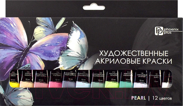 Изображение товара Акриловые краски Феникс+ Бабочки / 64589 (12цв)