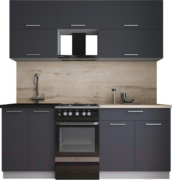 Изображение товара Кухонный гарнитур Интерлиния Мила Gloss 50-19 (пепел/пепел/травертин серый)