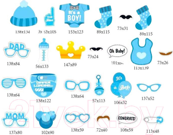 Изображение товара Набор для фотосессии Sundays Party Детский день рождения / 861200306A (27шт, голубой)