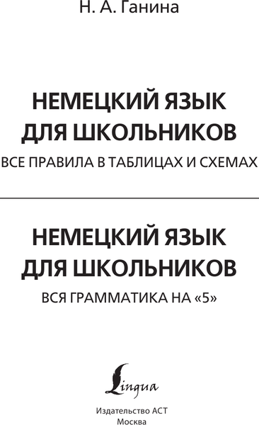 Изображение товара Учебное пособие АСТ Немецкий язык для школьников. Вся грамматика на 5 (Ганина Наталия)