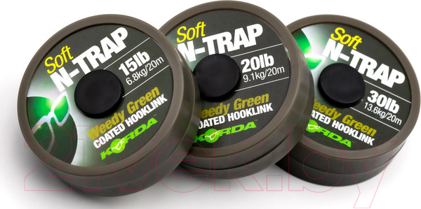 Изображение товара Поводок рыболовный Korda N-Trap Soft Weedy Green 30lb 20м / KNT03