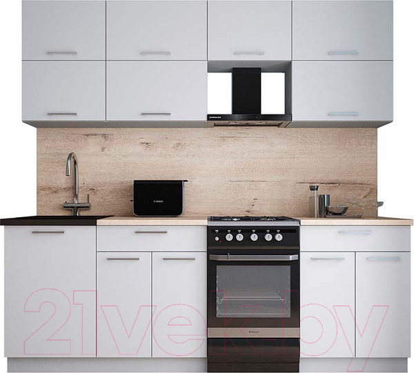 Изображение товара Кухонный гарнитур Интерлиния Мила Gloss 50-22 (грей/грей/травертин серый)