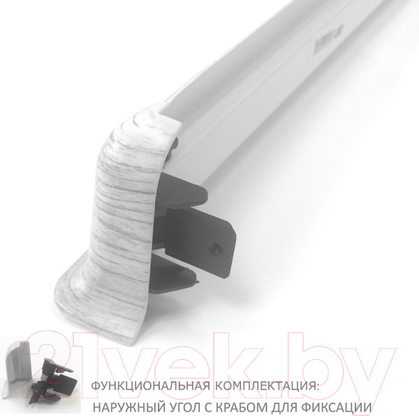 Изображение товара Уголок для плинтуса LinePlast ПВХ 58мм L050/3 (2шт, дуб классический, внешний, флоупак)