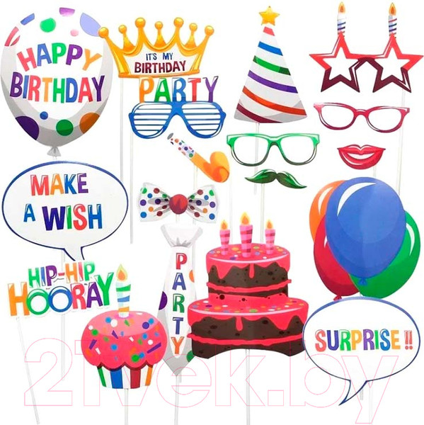 Изображение товара Набор для фотосессии Sundays Party День Рождения / C0012395A (18шт, ассорти)