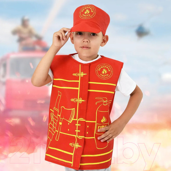 Изображение товара Игровой набор пожарного Mega Toys МЧС жилет, шапка / 95817