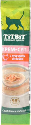 Изображение товара Лакомство для кошек TiTBiT Крем-суп для кошек с кусочками индейки / 14615 (10г)