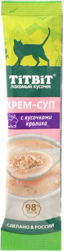 Изображение товара Лакомство для кошек TiTBiT Крем-суп для кошек с кусочками кролика / 14622 (10г)
