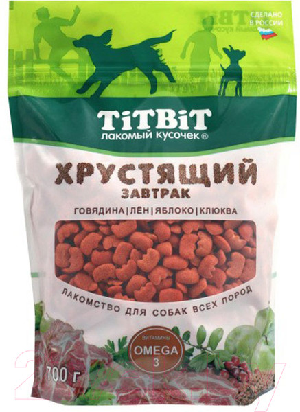Изображение товара Лакомство для собак TiTBiT Хрустящий завтрак с говядиной для всех пород / 24959 (700г)