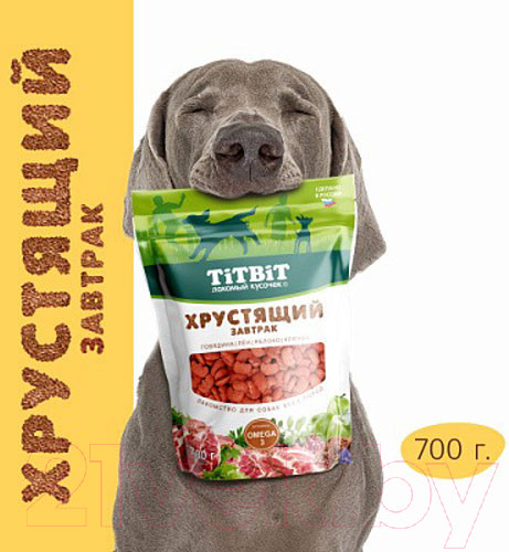 Изображение товара Лакомство для собак TiTBiT Хрустящий завтрак с говядиной для всех пород / 24959 (700г)
