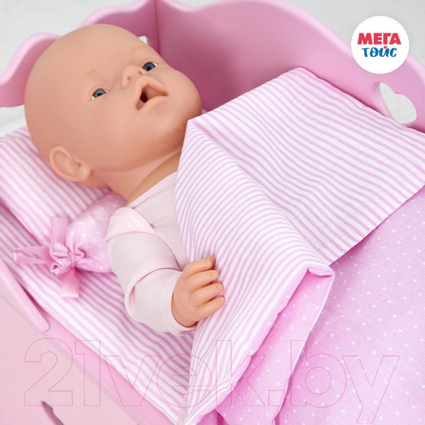 Изображение товара Набор аксессуаров для куклы Mega Toys Постельное белье. В горошек / 59505 (розовый)