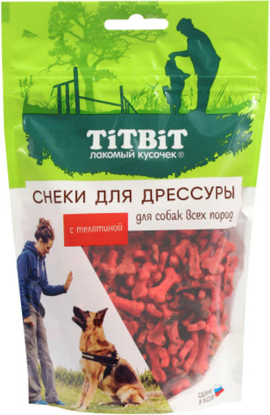 Изображение товара Лакомство для собак TiTBiT Снеки для дрессуры с телятиной / 25710 (100г)