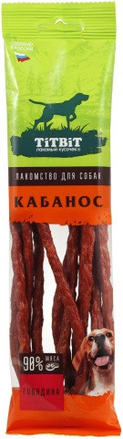 Изображение товара Лакомство для собак TiTBiT Колбаски Кабанос с говядиной / 26168 (80г)
