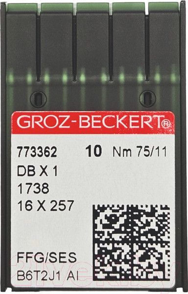 Изображение товара Набор игл для промышленной швейной машины Groz-Beckert DBx1 75 SES GB-10 (для трикотажа)
